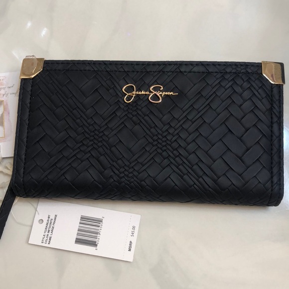 Jessica Simpson Large Frankie Bifold Wallet Color Meteorite Woven Pattern NWT - Picture 3 of 15
